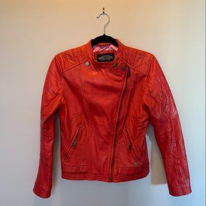 Red Leather Moto Jacket Size Small, Purchased in Amsterdam - Eddy's Jackets